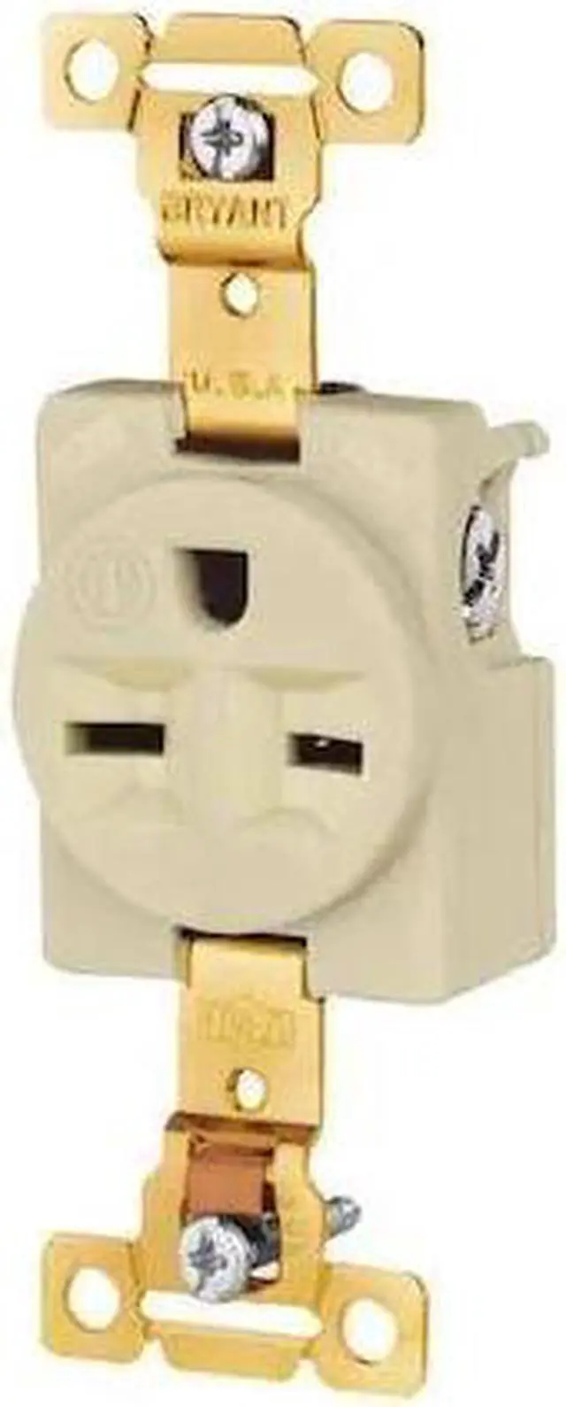 Alt view image 2 of 2 - BRYANT 5661I Straight Blade Receptacle, 6-15R, 15 A, 250V AC, 2 Pole, 3 Wire,