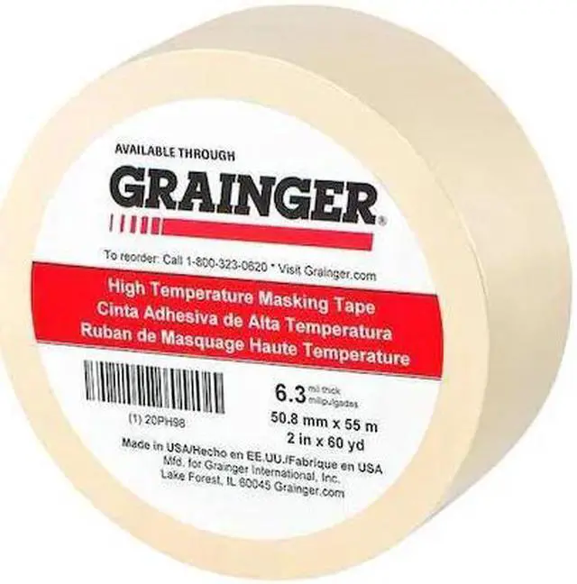 Main image of ZORO SELECT 20PH98 Painter's Tape, 2 in W x 60 yd L, 6.3 mil Thick, Tan, Rubber