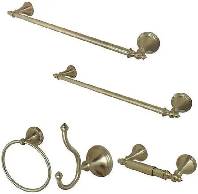 Alt view image 2 of 6 - Kingston Brass BAHK61212478SN Kingston Brass Monarch Collection 5-piece Towel Bar Bath Hardware Set, Satin Nickel