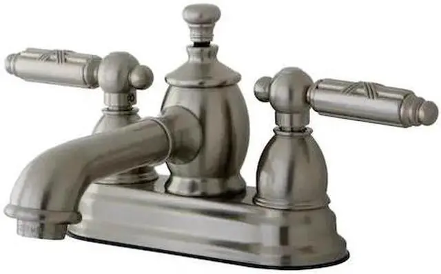 Alt view image 3 of 9 - Kingston Brass KS7008GL 4 in. Georgian Centerset Lavatory Faucet with Brass Pop-Up & Metal Lever Handle Satin Nickel
