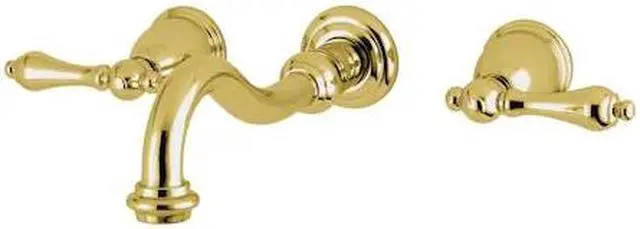 Alt view image 3 of 3 - Kingston Brass KS3022AL Restoration Two-Handle 3-Hole Wall Mount Roman Tub Faucet in Polished Brass