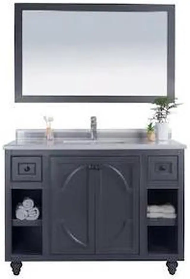Alt view image 4 of 10 - Odyssey - 48 - Maple Grey Cabinet + White Stripes Marble Countertop