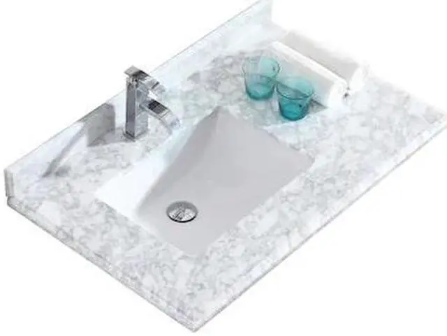Alt view image 2 of 5 - Odyssey - 36 - White Carrara Marble Countertop with Rectangular Sink
