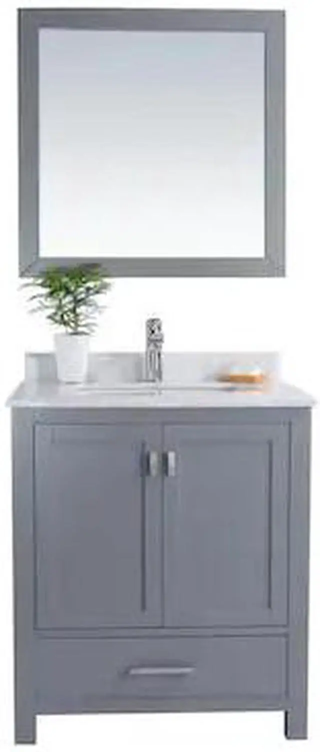 Alt view image 4 of 10 - Wilson 30 - Grey Cabinet + White Carrara Marble Countertop