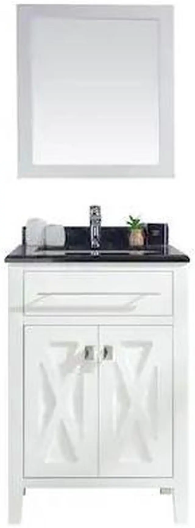 Alt view image 4 of 10 - Wimbledon - 24 - White Cabinet + Black Wood Marble Countertop