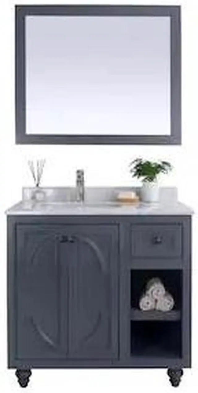 Alt view image 4 of 10 - Odyssey - 36 - Maple Grey Cabinet + White Carrara Marble Countertop