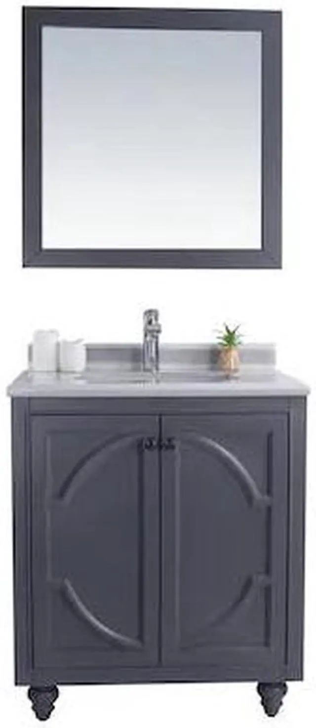 Alt view image 4 of 10 - Odyssey - 30 - Maple Grey Cabinet + White Stripes Marble Countertop