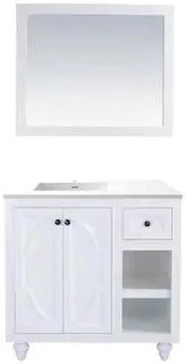 Alt view image 4 of 10 - Odyssey - 36 - White Cabinet + Matte White VIVA Stone Solid Surface Countertop