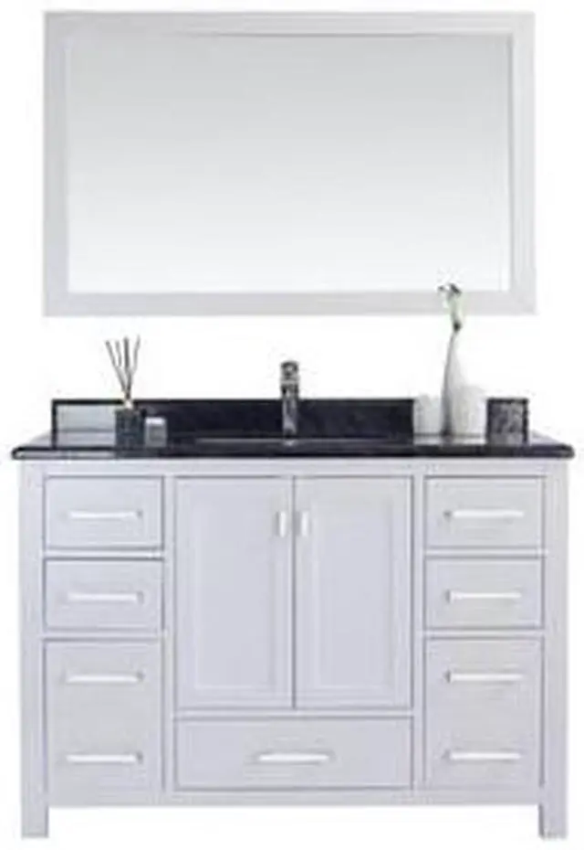 Alt view image 4 of 10 - Wilson 48 - White Cabinet + Black Wood Marble Countertop