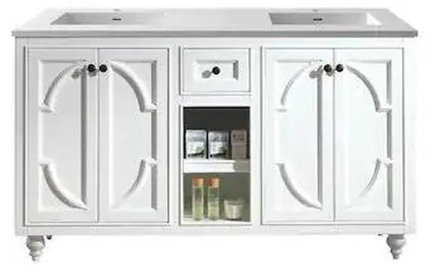 Alt view image 4 of 8 - Odyssey - 60 - White Cabinet + Matte White VIVA Stone Solid Surface Countertop
