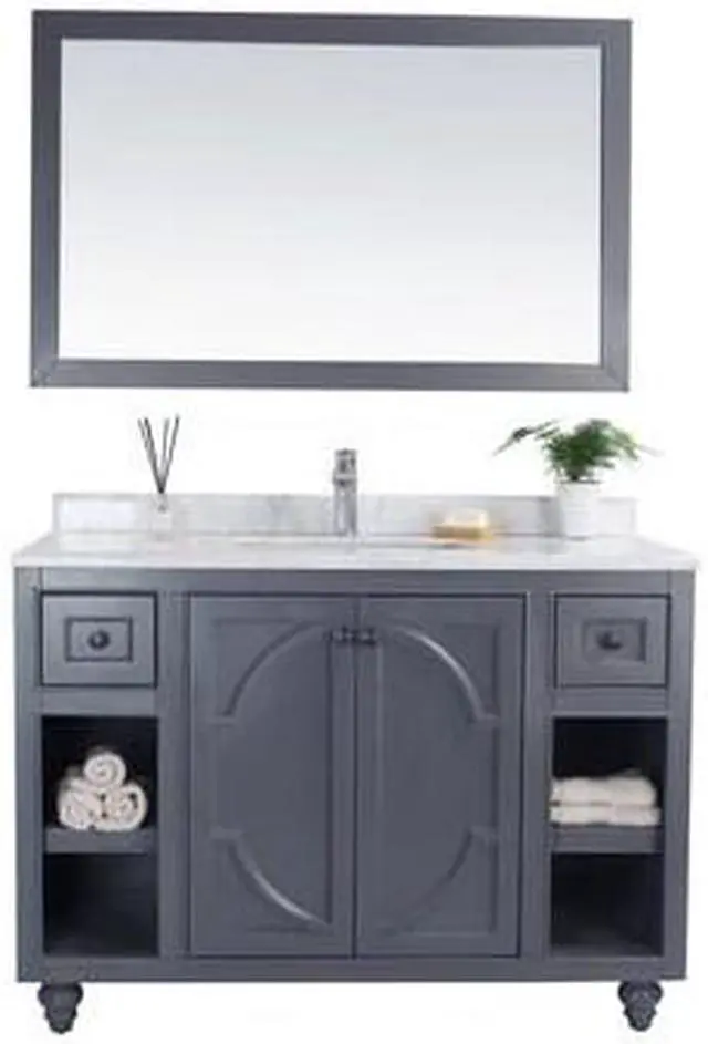 Alt view image 4 of 10 - Odyssey - 48 - Maple Grey Cabinet + White Carrara Marble Countertop