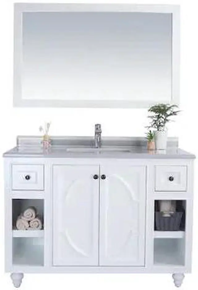Alt view image 4 of 10 - Odyssey - 48 - White Cabinet + White Stripes Marble Countertop