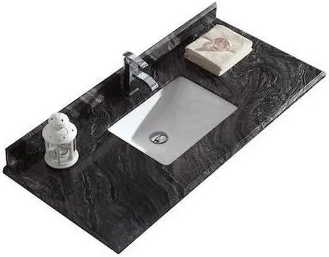 Alt view image 5 of 5 - Black Wood Marble Countertop - 48" - Single Hole with Rectangular Sink