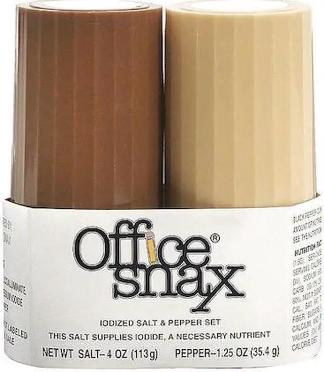 Main image of Office Snax 00057 4 oz Salt, 1.5 oz Pepper Condiment Set