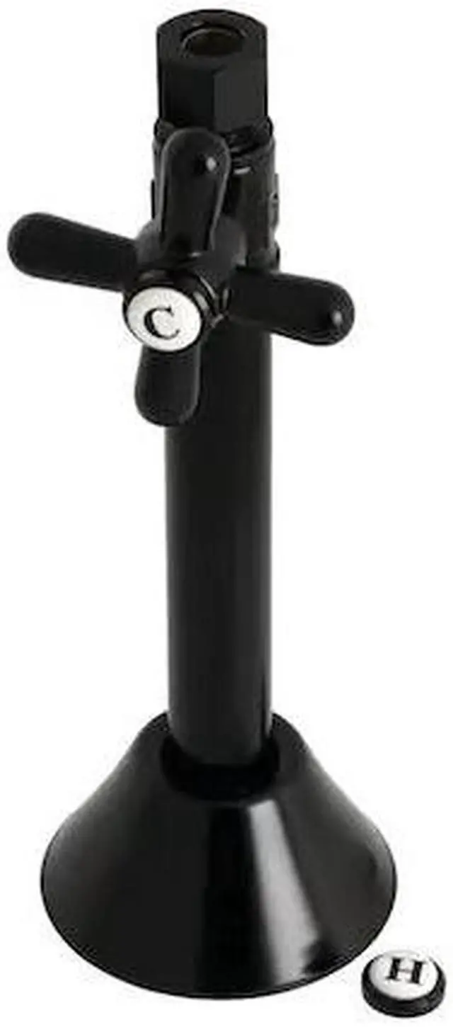 Alt view image 3 of 10 - Kingston Brass CC83250X 1/2" Sweat, 3/8" O.D. Comp Straight Shut-off Valve with 5" Extension, Matte Black