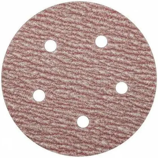 Main image of ZORO SELECT 05539520311 Hook-and-Loop Sanding Disc, 5" Dia, 5 Hole, Aluminum