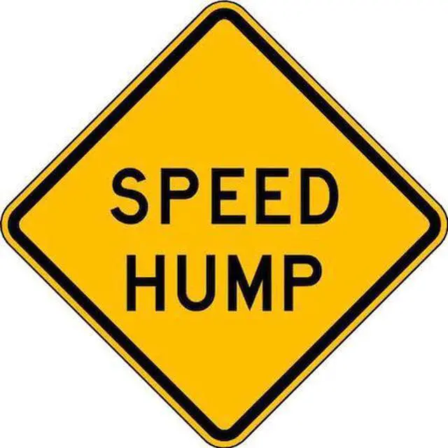 Main image of LYLE W17-1-24DA Traffic Sign,24 x 24In,BK/YEL,SP Hump