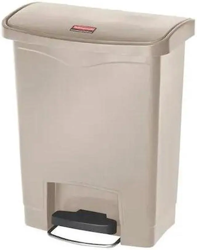 Alt view image 2 of 10 - Rubbermaid - FG1883456 - Slim Jim Resin Step-On Container, Front Step Style, 8 gal, Beige