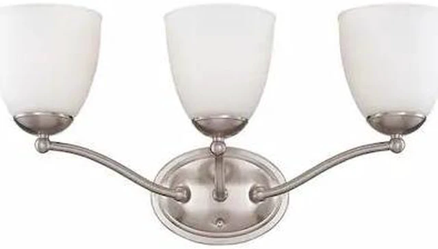 Main image of NUVO 60-5033 Patton 3 Light Vanity Fixture Frosted Glass Brushed Nickel