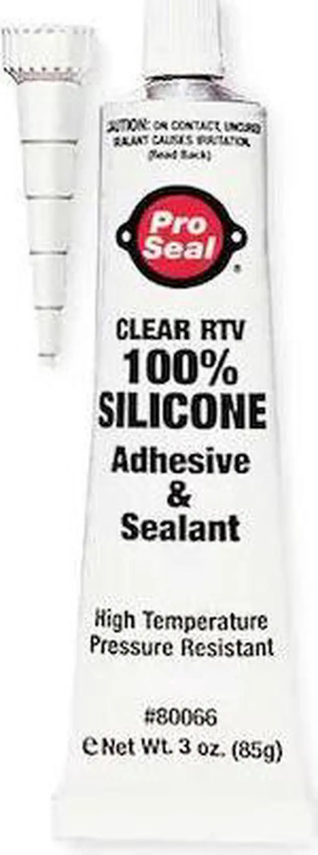 Main image of PRO SEAL 80066 Waterproof RTV Silicone Sealant, 3 oz, Clear, Temp Range -75 to