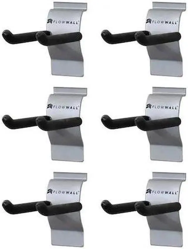 Alt view image 2 of 4 - FLOW WALL FSH-041-6 Small Hook,Hanging,50 lb.,Gray/Black,PK6