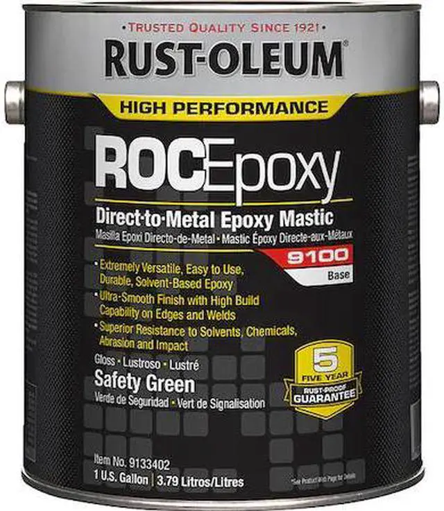 Alt view image 2 of 2 - RUST-OLEUM 9133402 Epoxy Paint, Safety Green, Semi-gloss, 1 gal, Depends On