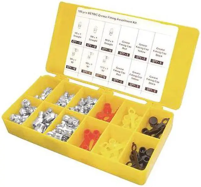 Alt view image 2 of 2 - WESTWARD 3APF5 Grease Fitting And Cap Kit,Metric,100 PC