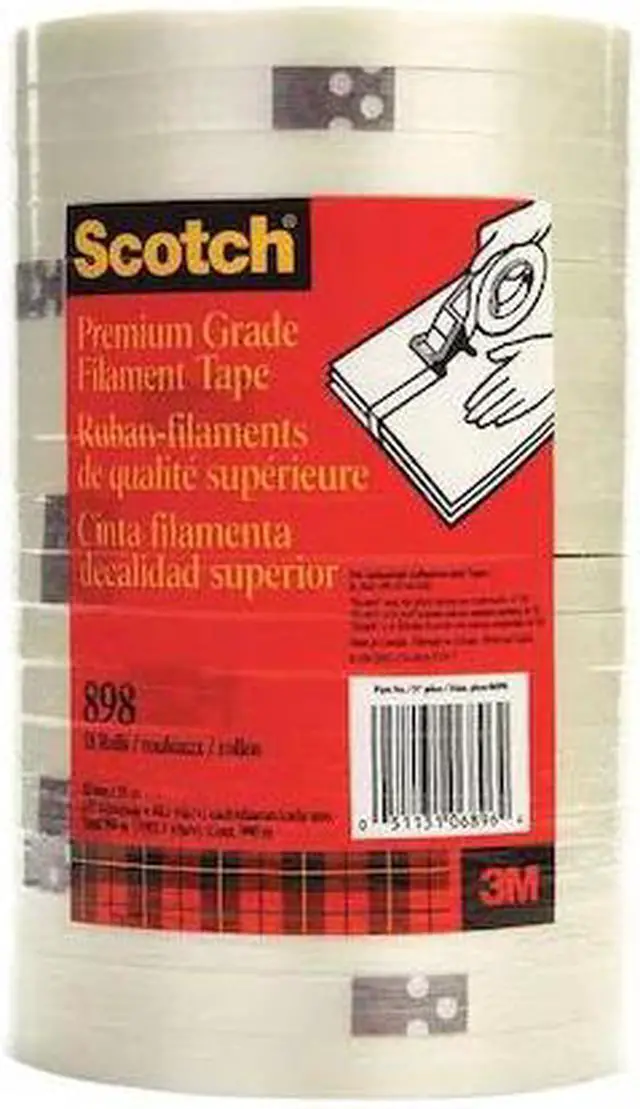 Main image of SCOTCH 898 Filament Tape, Polypropylene, Clear, PK18