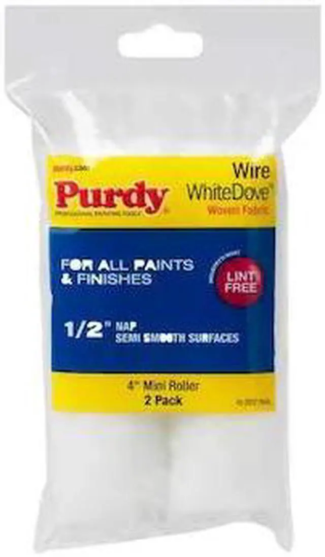 Main image of PURDY 140606044 4" Paint Roller Cover, 1/2" Nap, Woven Dralon, 2 PK