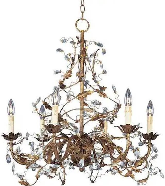 Main image of MAXIM 2851EG Elegante 6-Light 26.5" Wide Etruscan Gold Chandelier