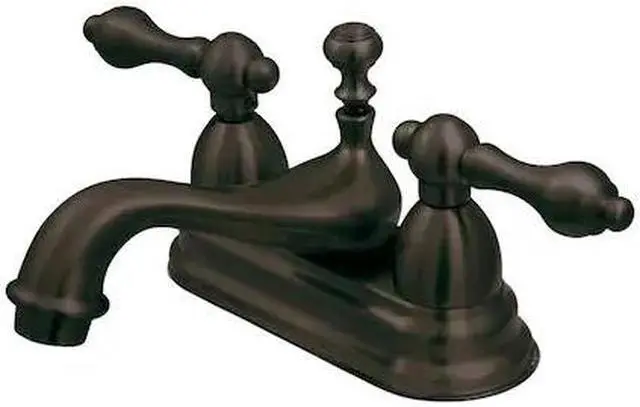 Alt view image 2 of 2 - Kingston Brass KS3605AL Restoration 4-Inch Centerset Lavatory Faucet with Metal lever handle, Oil Rubbed Bronze (Not CA/