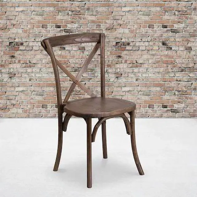Alt view image 4 of 10 - 2 Pack HERCULES Series Stackable Early American Wood Cross Back Chair