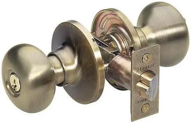Main image of MASTER LOCK BC0105KA Knob Lockset,Biscuit Style,Antique Brass