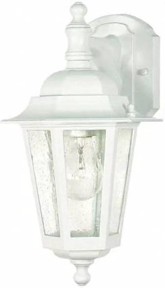 Main image of NUVO 60-3473 Cornerstone 1-Light 13 in. Wall Lantern Arm Down with Clear Seed