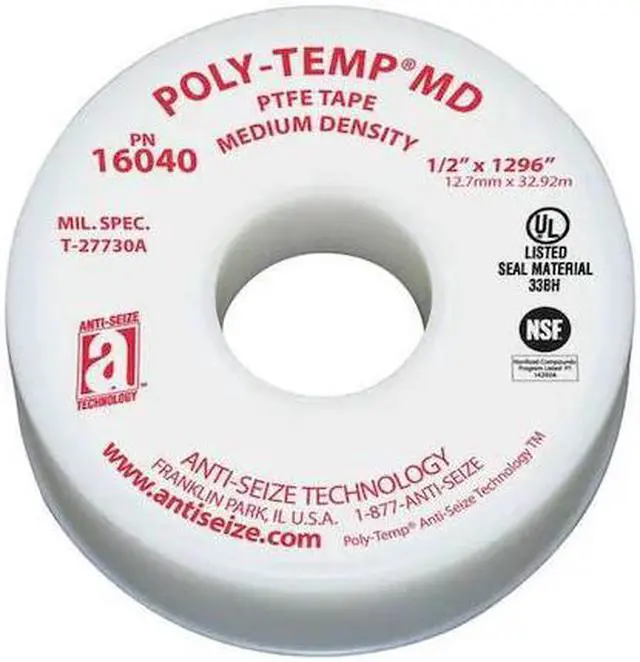 Main image of ANTI-SEIZE TECHNOLOGY 16040 Thread Sealant Tape,1/2 In. W,1296 In. L