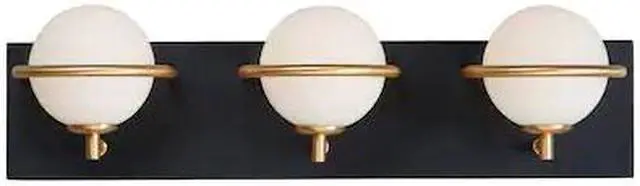Main image of MAXIM 21603SWBKGLD Revolve 3-Light " Wide Black / Gold Vanity Light