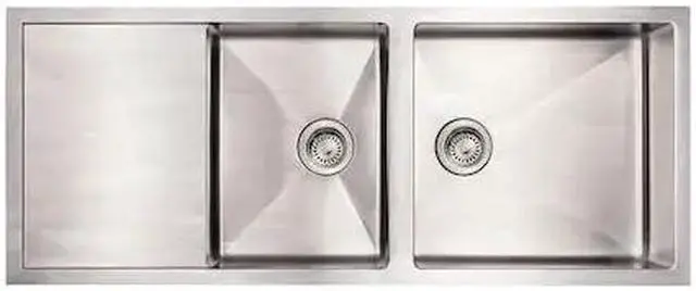 Alt view image 3 of 3 - Whitehaus Collection Alfi Trade WHNCMD5221 52 in. Noahs Collection commercial single bowl reversible under mount sink with an integral drain board- Brushed Stainless Steel