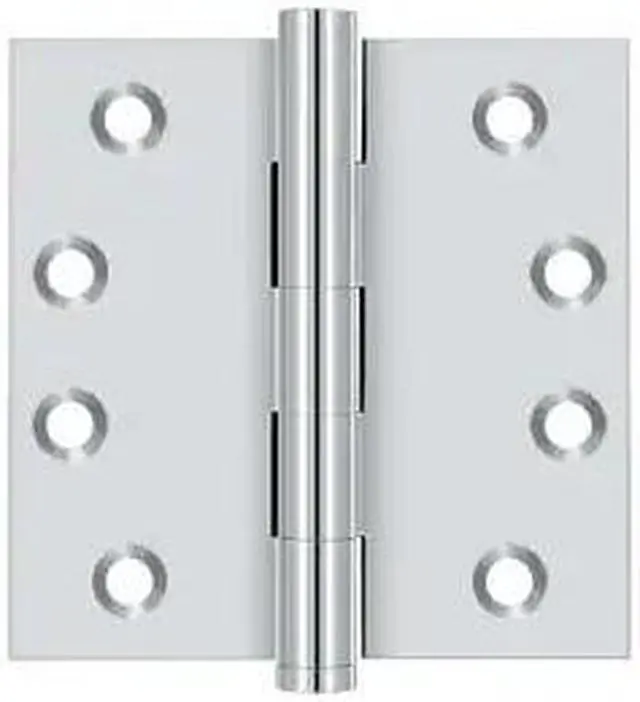Alt view image 2 of 2 - 4 in. x 4 in. Square Solid Brass Hinge - Pair (Standard - Chrome)