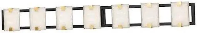 Main image of MAXIM 39534CYBKGL Radiant 7-Light " Wide Black / Gold Leaf Vanity Light