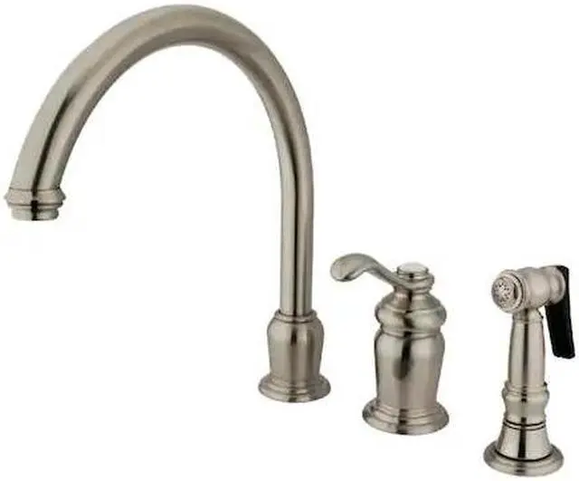 Alt view image 2 of 2 - Kingston Brass Templeton Single Handle High Spout Kitchen Faucet with Brass Sprayer