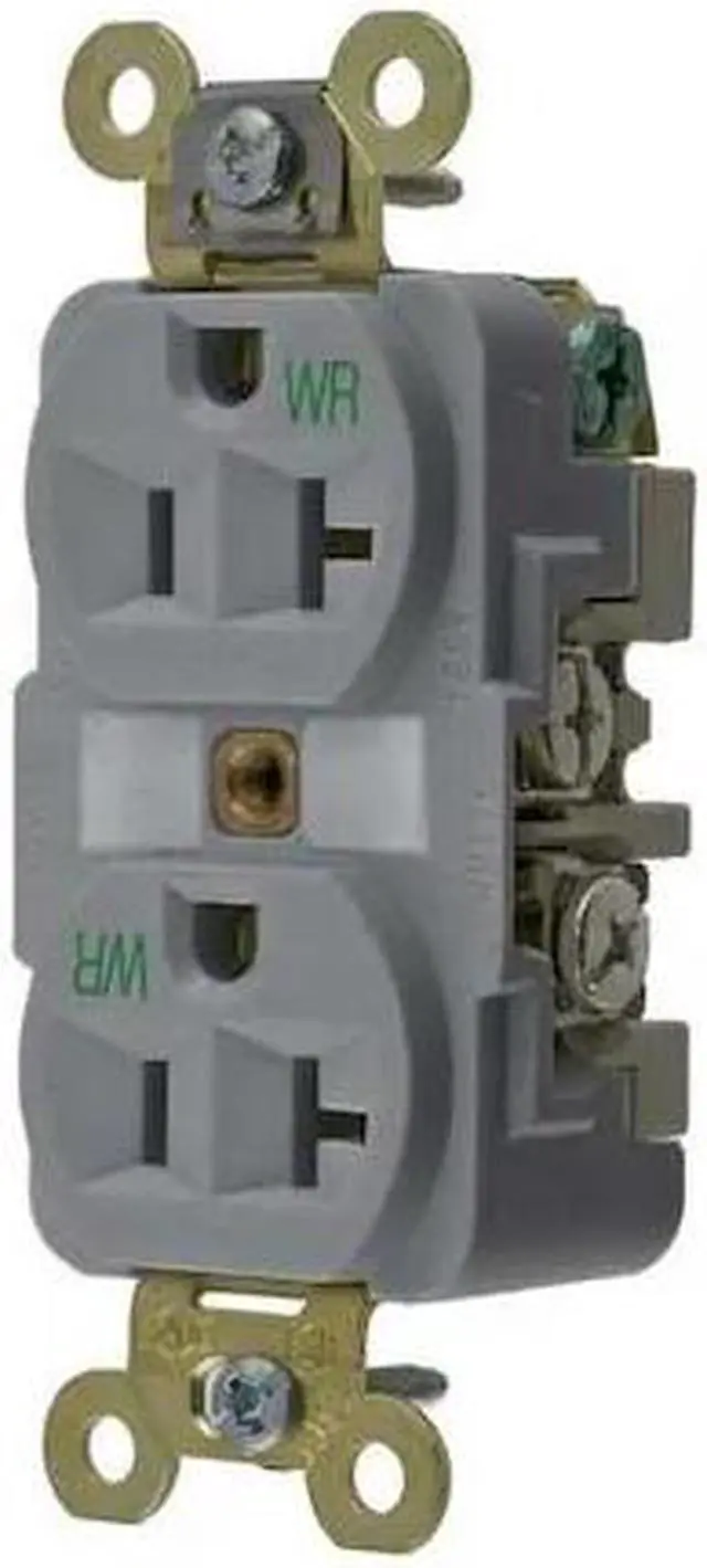 Alt view image 3 of 3 - HUBBELL WIRING DEVICE-KELLEMS HBL5362GYWR Straight Blade Receptacle, 5-20R, 20