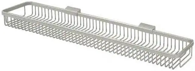 Alt view image 2 of 2 - 28.5 in. x 5 in. Solid Brass Rectangular Wire Basket (Satin Nickel)