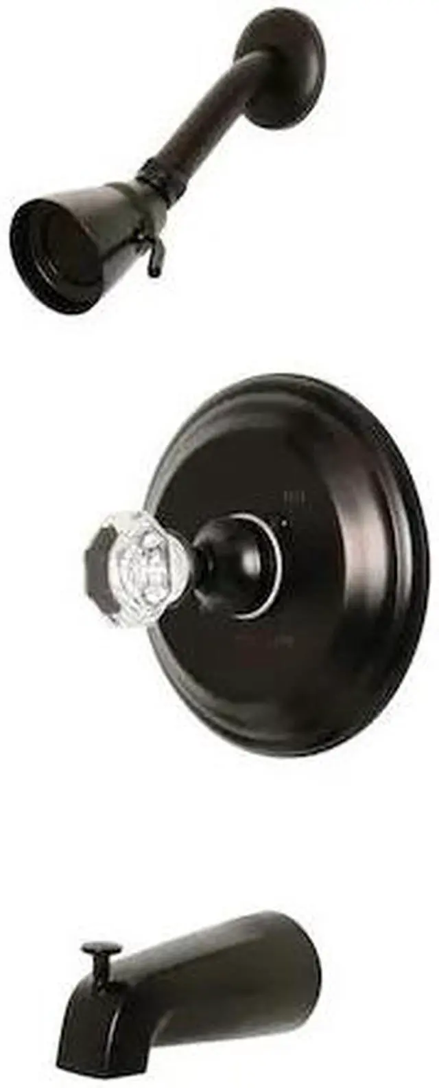 Alt view image 2 of 5 - Kingston Brass KB2635WCL Celebrity Tub & Shower Faucet with Single Crystal Octagonal Knob Handle, Oil Rubbed Bronze