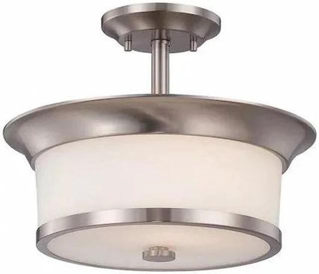 Main image of NUVO 60-5450 Mobili 2-Light Semi-Flush with Satin White Glass