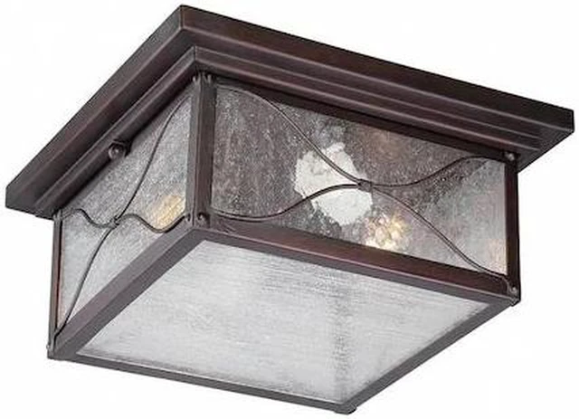 Main image of NUVO 60-5616 Vega 2-Light Outdoor Flush Fixture with Clear Seed Glass