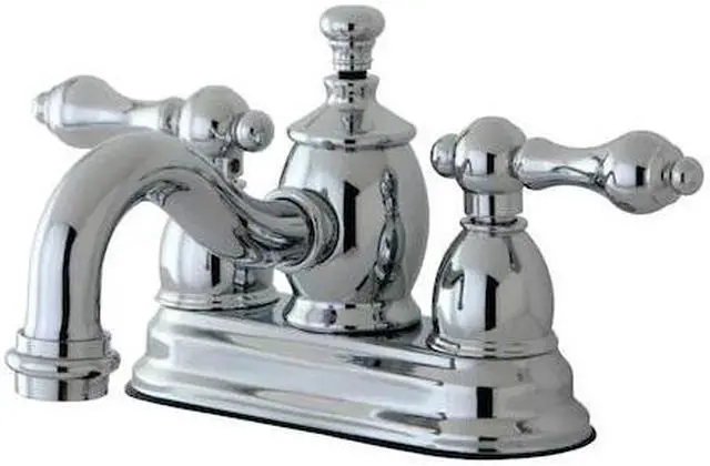 Alt view image 3 of 6 - Kingston Brass KS7101AL 4 in. English Country Centerset Lavatory Faucet with Brass Pop-Up with Metal Lever Handle, Polished Chrome