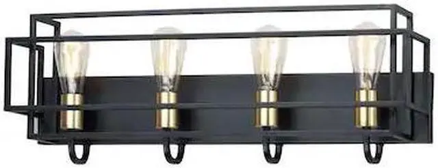 Main image of MAXIM 10244BKSBR Liner 4-Light " Wide Black / Satin Brass Vanity Light