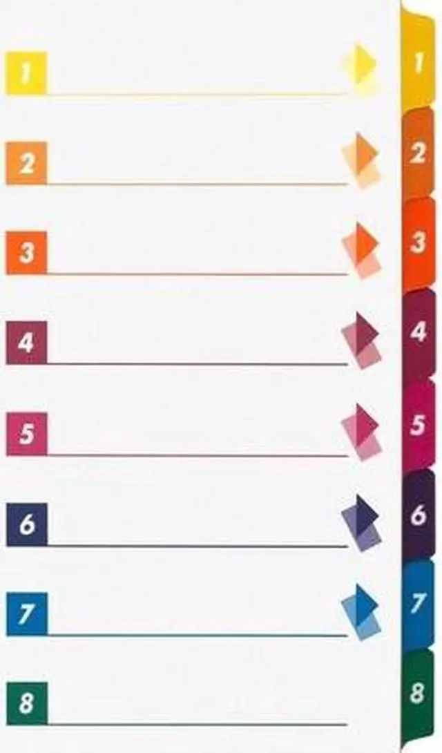 Alt view image 2 of 3 - Business Source Index Dividers w/TOC 1-8 8 Tab 24ST/BX Multi 21909