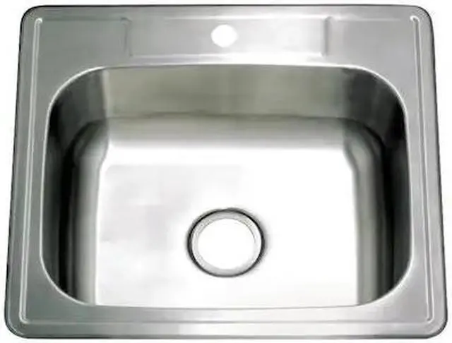Alt view image 2 of 4 - Gourmetier GKTS252291 25"x22"x9" Self-Rimming Single Bowl Kitchen Sink (1 Hole), Brushed