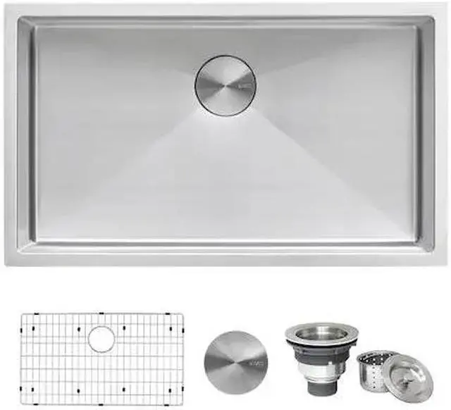 Alt view image 9 of 15 - Ruvati 16-gauge Stainless Steel 30-inch Single Bowl Undermount Kitchen Sink